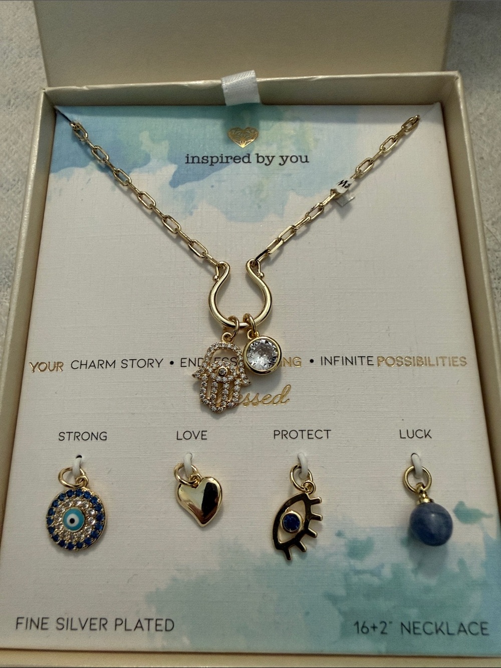 Inspired by you - Blessed- Gold-Plated 16+2 Charm necklace